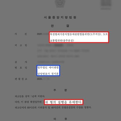 [뺑소니] 실형 위험 높은 음주운전 재범+도주치상, 변호인 조력으로 집행유예 판결